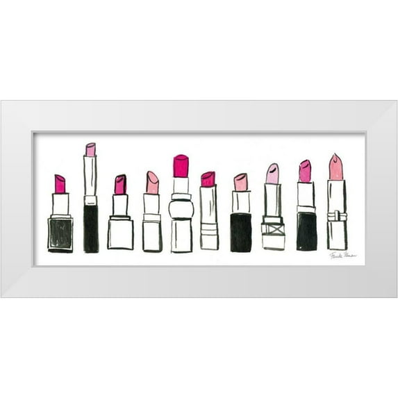 Zaman, Farida 14x8 White Modern Wood Framed Museum Art Print Titled - Think Pink III