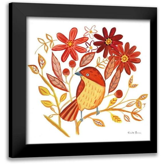 Zaman, Farida 15x15 Black Modern Framed Museum Art Print Titled - Orange Bird II
