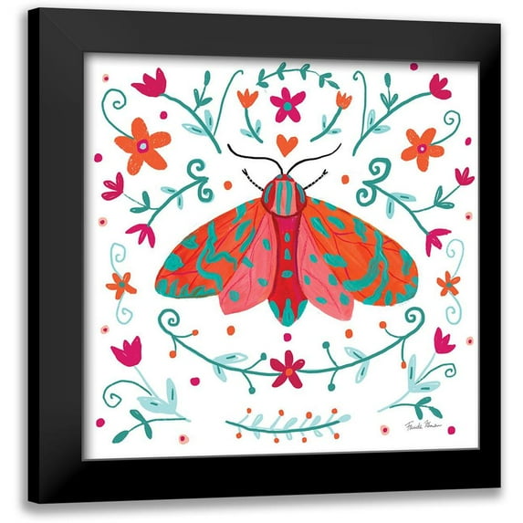 Zaman, Farida 15x15 Black Modern Framed Museum Art Print Titled - Pretty Moth