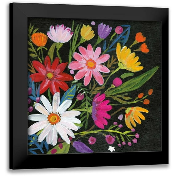 Zaman, Farida 15x15 Black Modern Framed Museum Art Print Titled - Vintage Floral III Flipped