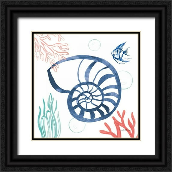 Zaman, Farida 15x15 Black Ornate Wood Framed with Double Matting Museum Art Print Titled - Coastal Jewels I Coral Cove