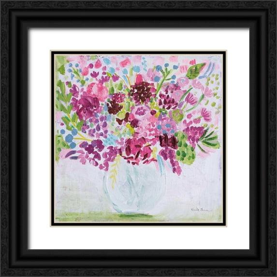 Zaman, Farida 15x15 Black Ornate Wood Framed with Double Matting Museum Art Print Titled - Garden Fun Bright