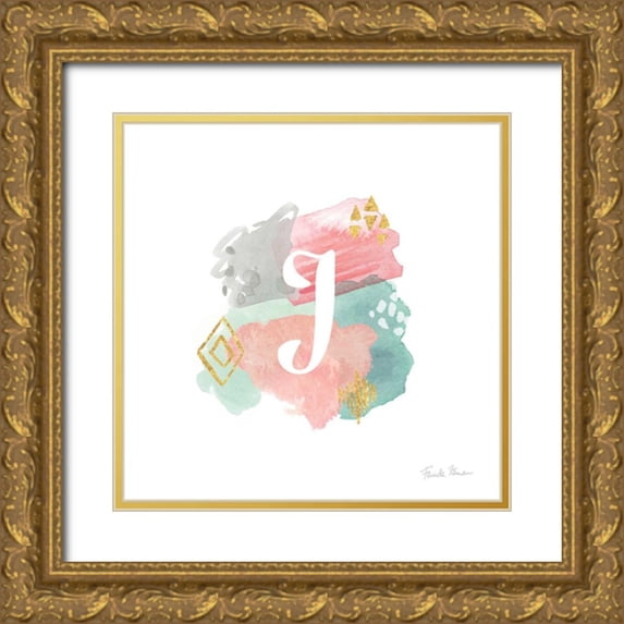 Zaman, Farida 15x15 Gold Ornate Wood Framed with Double Matting Museum Art Print Titled - Abstract Monogram J