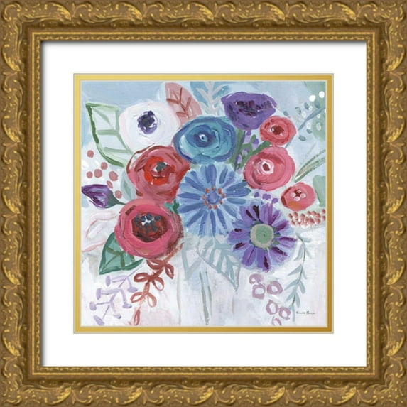 Zaman, Farida 15x15 Gold Ornate Wood Framed with Double Matting Museum Art Print Titled - Floral Jewels II
