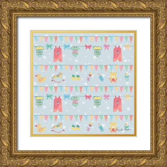 Zaman, Farida 15x15 Gold Ornate Wood Framed with Double Matting Museum Art Print Titled - Happy Baby Pattern VIIC