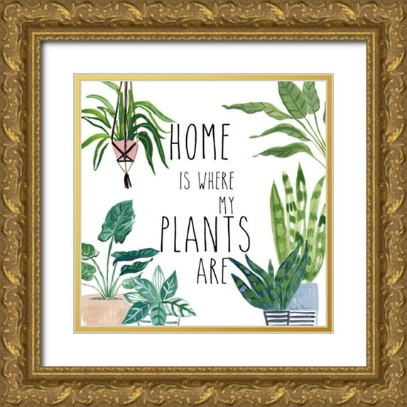 Zaman, Farida 15x15 Gold Ornate Wood Framed with Double Matting Museum Art Print Titled - Plant Home II