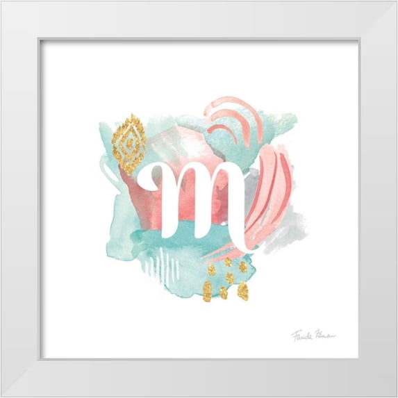 Zaman, Farida 15x15 White Modern Wood Framed Museum Art Print Titled - Abstract Monogram M