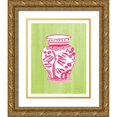 thumbnail image 1 of Zaman, Farida 15x18 Gold Ornate Wood Framed with Double Matting Museum Art Print Titled - Chinoiserie IV Pink Watercolor, 1 of 4
