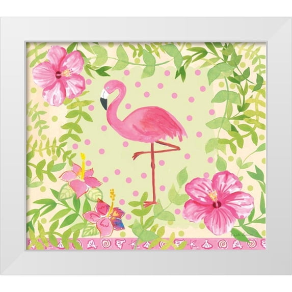Zaman, Farida 17x15 White Modern Wood Framed Museum Art Print Titled - Flamingo Dance I