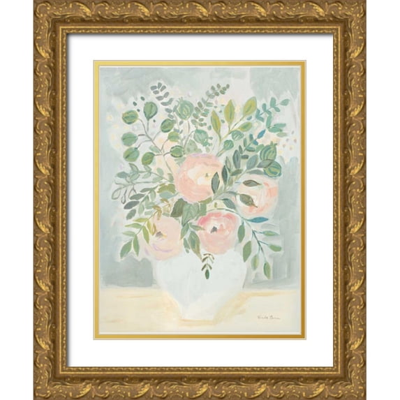 Zaman, Farida 19x24 Gold Ornate Wood Framed with Double Matting Museum Art Print Titled - Blushing Bouquet