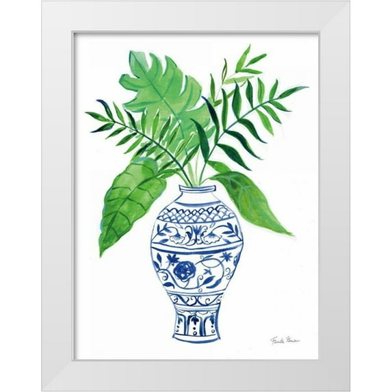 Zaman, Farida 19x24 White Modern Wood Framed Museum Art Print Titled - Elegant Chinoiserie I White