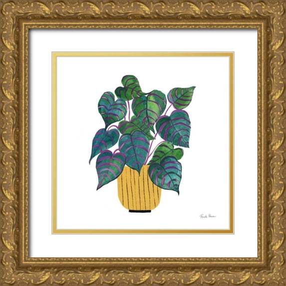 Zaman, Farida 20x20 Gold Ornate Wood Framed with Double Matting Museum Art Print Titled - Potted Jewels I