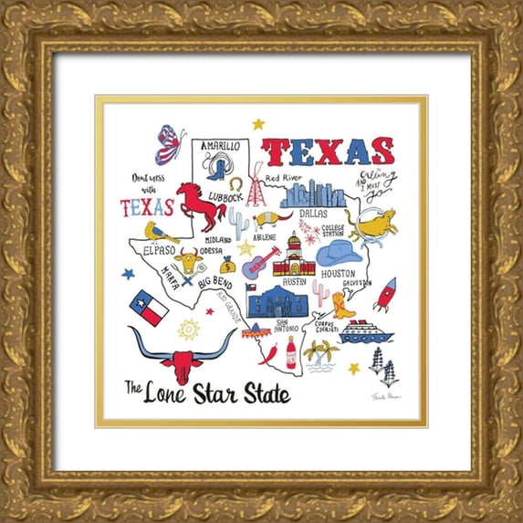 Zaman, Farida 20x20 Gold Ornate Wood Framed with Double Matting Museum Art Print Titled - Texas