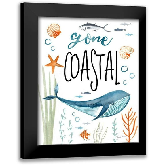 Zaman, Farida 20x24 Black Modern Framed Museum Art Print Titled - Whale Tale I Gone Coastal
