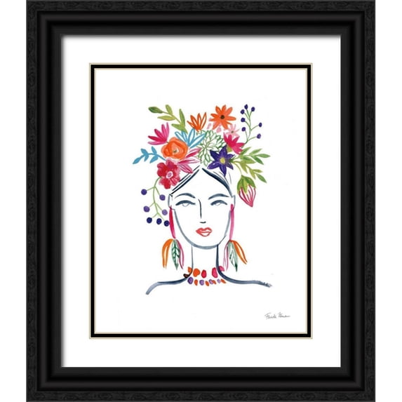 Zaman, Farida 20x24 Black Ornate Wood Framed with Double Matting Museum Art Print Titled - Flower Girl II