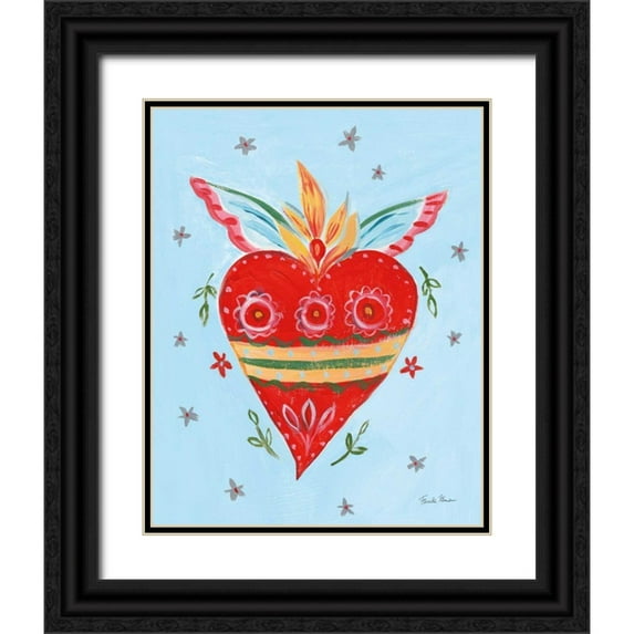 Zaman, Farida 20x24 Black Ornate Wood Framed with Double Matting Museum Art Print Titled - Fridas Heart II