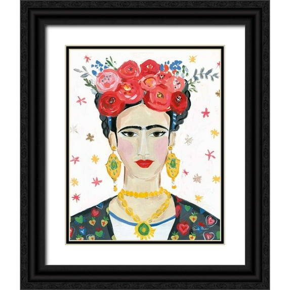 Zaman, Farida 20x24 Black Ornate Wood Framed with Double Matting Museum Art Print Titled - Homage to Frida Bright