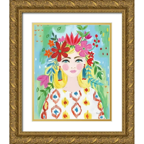 Zaman, Farida 20x24 Gold Ornate Wood Framed with Double Matting Museum Art Print Titled - Boho Girl I