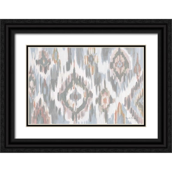 Zaman, Farida 24x17 Black Ornate Wood Framed with Double Matting Museum Art Print Titled - Ikat Jewel I blush grey