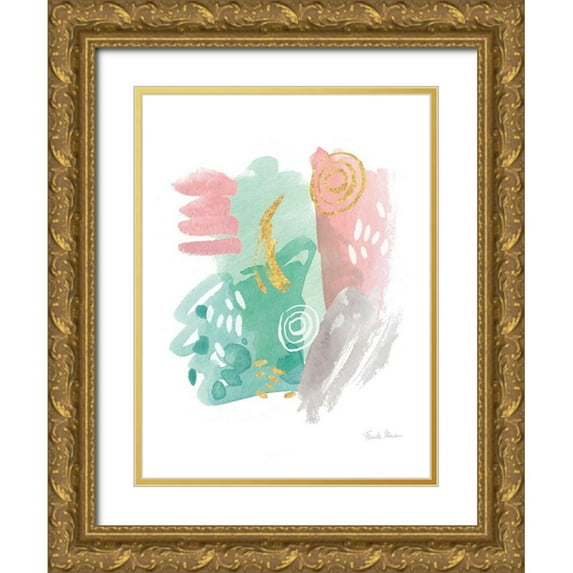 Zaman, Farida 25x32 Gold Ornate Wood Framed with Double Matting Museum Art Print Titled - Faridas Abstract I v2