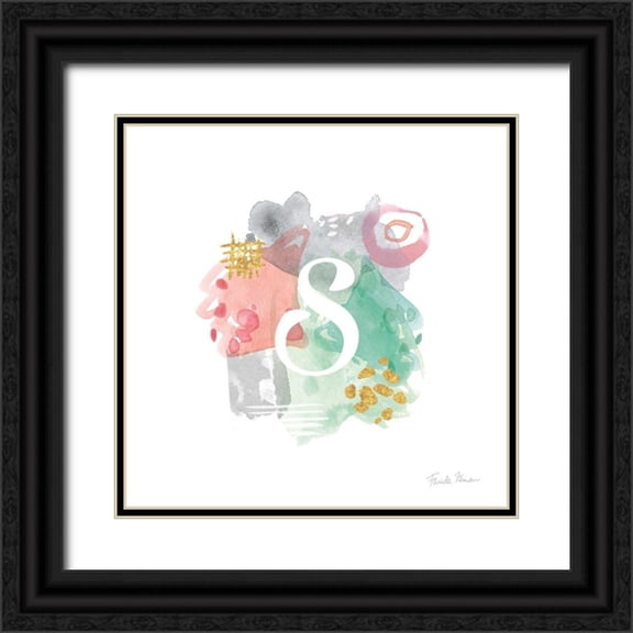 Zaman, Farida 26x26 Black Ornate Wood Framed with Double Matting Museum Art Print Titled - Abstract Monogram S
