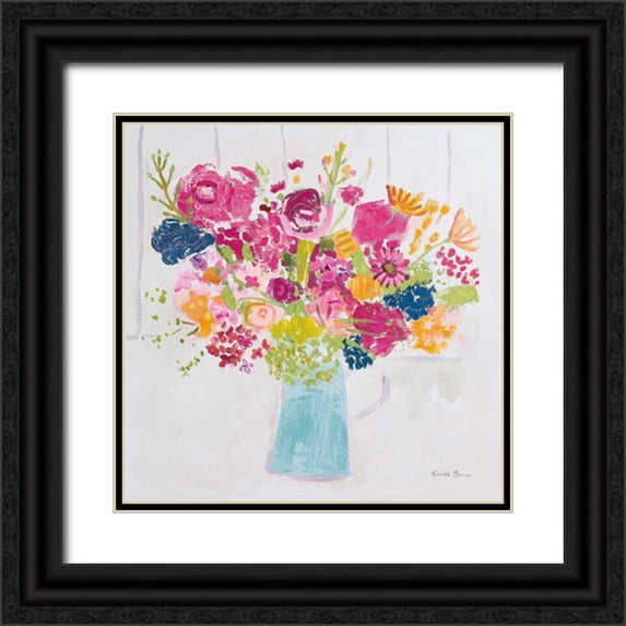 Zaman, Farida 26x26 Black Ornate Wood Framed with Double Matting Museum Art Print Titled - Bouquet for You Bright v2