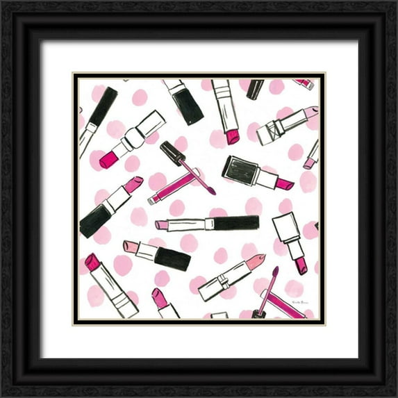 Zaman, Farida 26x26 Black Ornate Wood Framed with Double Matting Museum Art Print Titled - Think Pink Pattern IVB