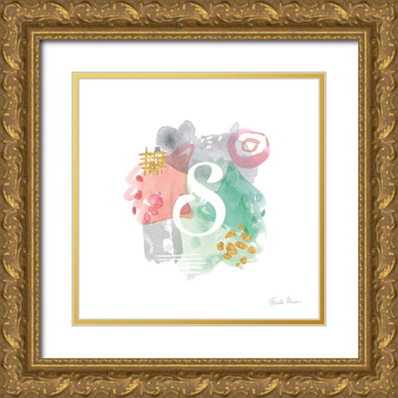 Zaman, Farida 26x26 Gold Ornate Wood Framed with Double Matting Museum Art Print Titled - Abstract Monogram S