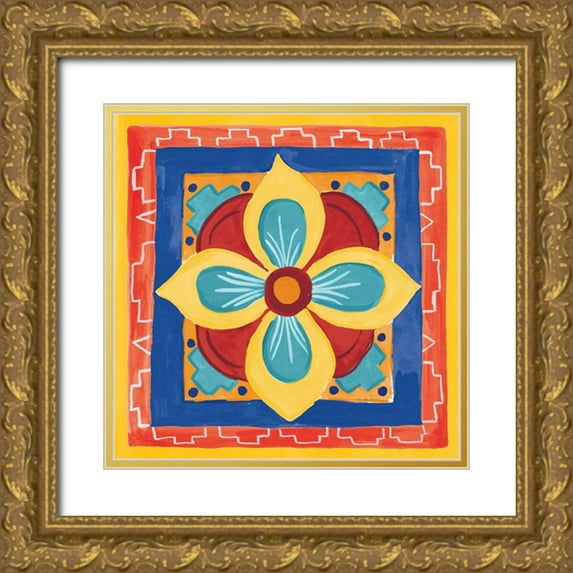 Zaman, Farida 26x26 Gold Ornate Wood Framed with Double Matting Museum Art Print Titled - Mucho Caliente VI Yellow