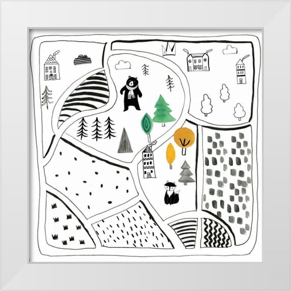 Zaman, Farida 26x26 White Modern Wood Framed Museum Art Print Titled - Neighborhood Pals XIII