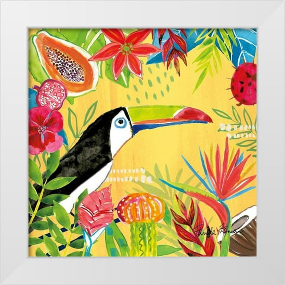 Zaman, Farida 26x26 White Modern Wood Framed Museum Art Print Titled - Tutti Frutti VI