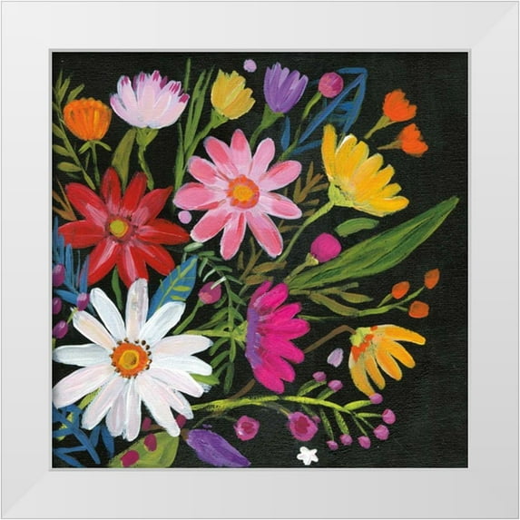 Zaman, Farida 26x26 White Modern Wood Framed Museum Art Print Titled - Vintage Floral III Flipped