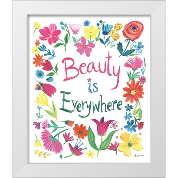 Zaman, Farida 26x30 White Modern Wood Framed Museum Art Print Titled - Floral Quote III