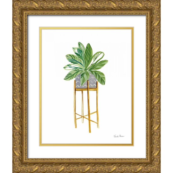 Zaman, Farida 26x32 Gold Ornate Wood Framed with Double Matting Museum Art Print Titled - Green House Plants I