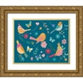 thumbnail image 1 of Zaman, Farida 32x26 Gold Ornate Wood Framed with Double Matting Museum Art Print Titled - Royal Birds I Blue, 1 of 4