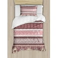 thumbnail image 1 of Zambia Duvet Cover Set, Antique Traditional in Earthen Tones with Sun Boho Pattern, Decorative 2 Piece Bedding Set with 1 Pillow Shams, Twin Size, Dried Rose Yellow, by Ambesonne, 1 of 3