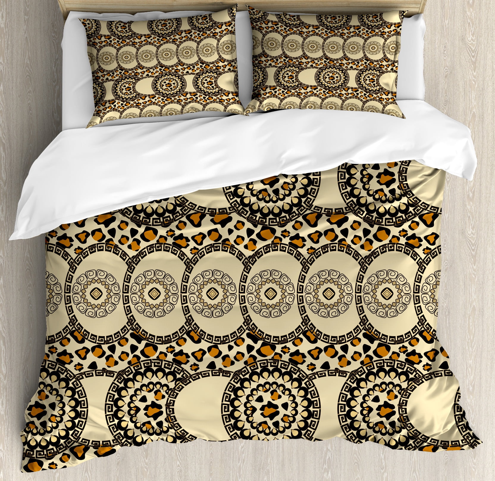 Zambia Duvet Cover Set King Size, Folk African Safari with Nature and