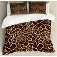 thumbnail image 1 of Zambia Duvet Cover Set, Giraffe Skin Pattern Wildlife Symbolic Zoo Hippie Style Picture, Decorative 3 Piece Bedding Set with 2 Pillow Shams, Queen Size, Redwood Pale Yellow, by Ambesonne, 1 of 3