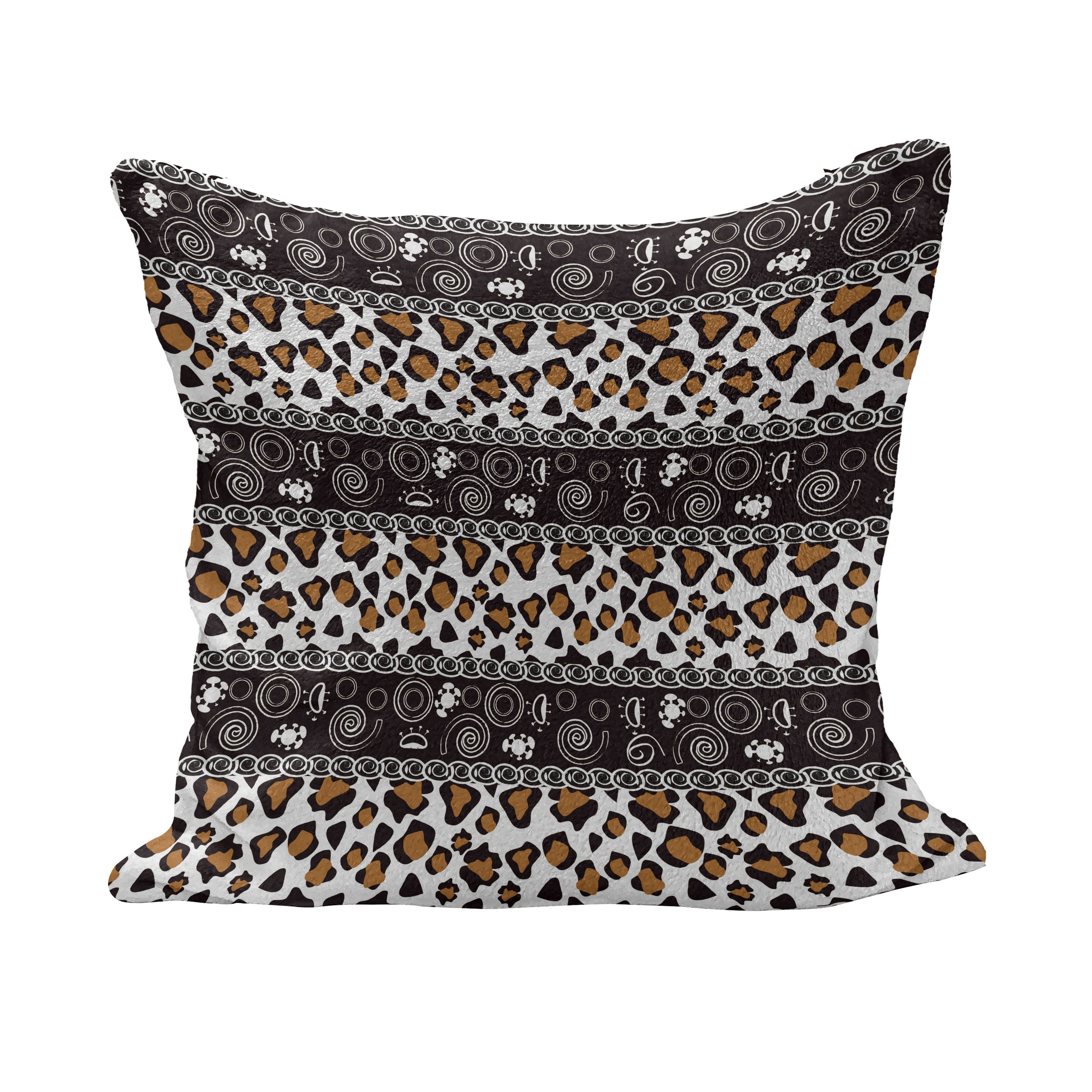 Zambia Fluffy Throw Pillow Cushion Cover, Cheetah Pattern with Circles