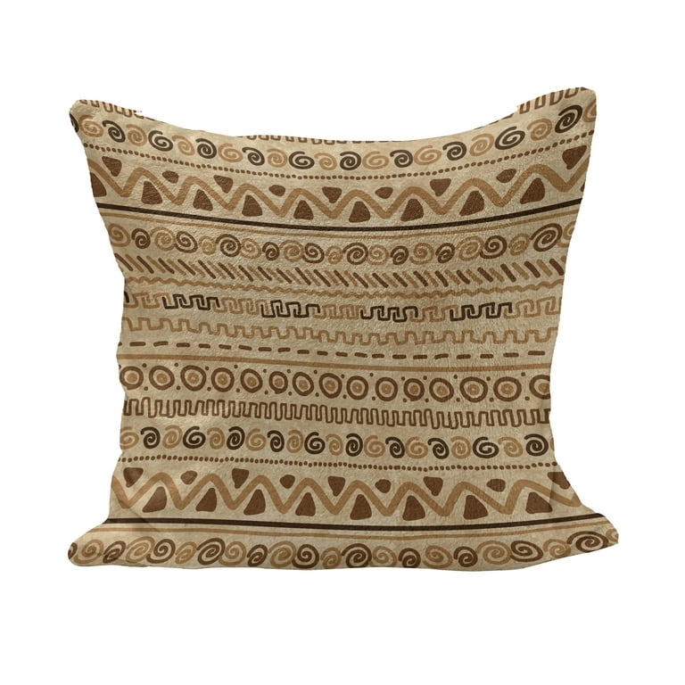 Zambia Fluffy Throw Pillow Cushion Cover Hieroglyph Style Geometric Abstract Motif Rectangle Accent Pillow Case 36 x 16