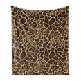 thumbnail image 1 of Zambia Soft Flannel Fleece Throw Blanket, Giraffe Skin Pattern Wildlife Symbolic Zoo Hippie Style Picture, Cozy Plush for Indoor and Outdoor Use, 70" x 90", Redwood Pale Yellow, by Ambesonne, 1 of 6