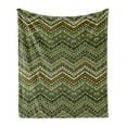 thumbnail image 1 of Zambia Soft Flannel Fleece Throw Blanket, Style Chevron Pattern Ornament Design, Cozy Plush for Indoor and Outdoor Use, 60" x 80", Pale Caramel Yellow, by Ambesonne, 1 of 5
