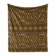 thumbnail image 1 of Zambia Soft Flannel Fleece Throw Blanket, Wild Tropical Animal Camouflage Skin Pattern Bohemian Folk Design, Cozy Plush for Indoor and Outdoor Use, 50" x 70", Pale Caramel Dark Brown, by Ambesonne, 1 of 6