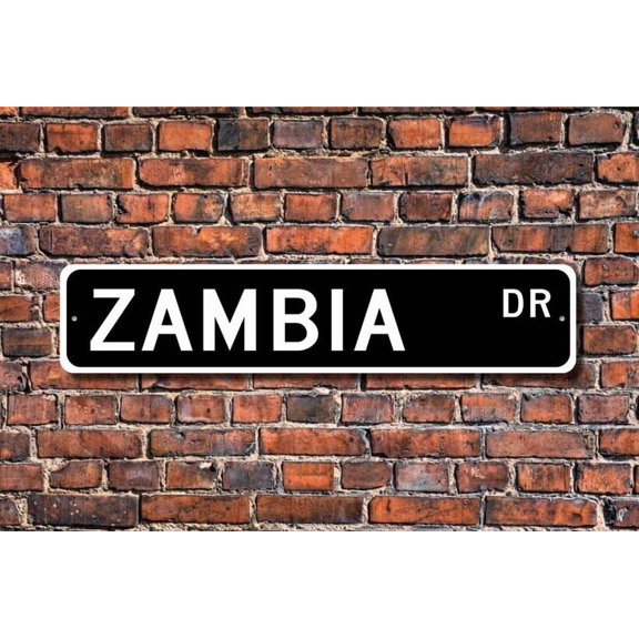 Zambia Zambia Gift Zambia Sign Zambia souvenir Zambia native Zambia vacation momento Metal Aluminum Sign - Size: 16 x 4 Inches