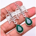 thumbnail image 1 of Zambian Mines Emerald (Simulated) 925 Sterling Silver Earring 2.3" T2759, 1 of 1