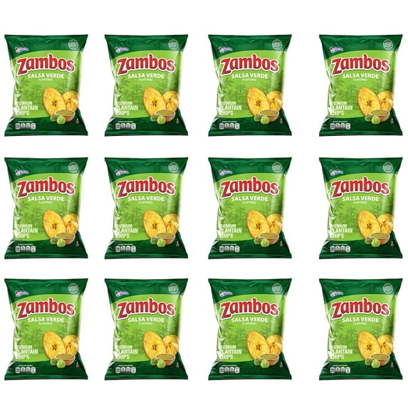 Zambos Plantain Chips Salsa Verde (12 Pack) 5.3 oz