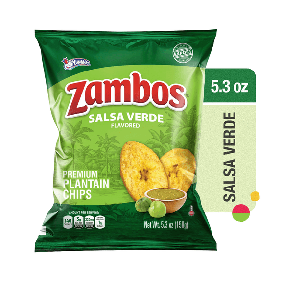 Zambos Premium Salsa Verde Plantain Chips, 5.30 oz Bag