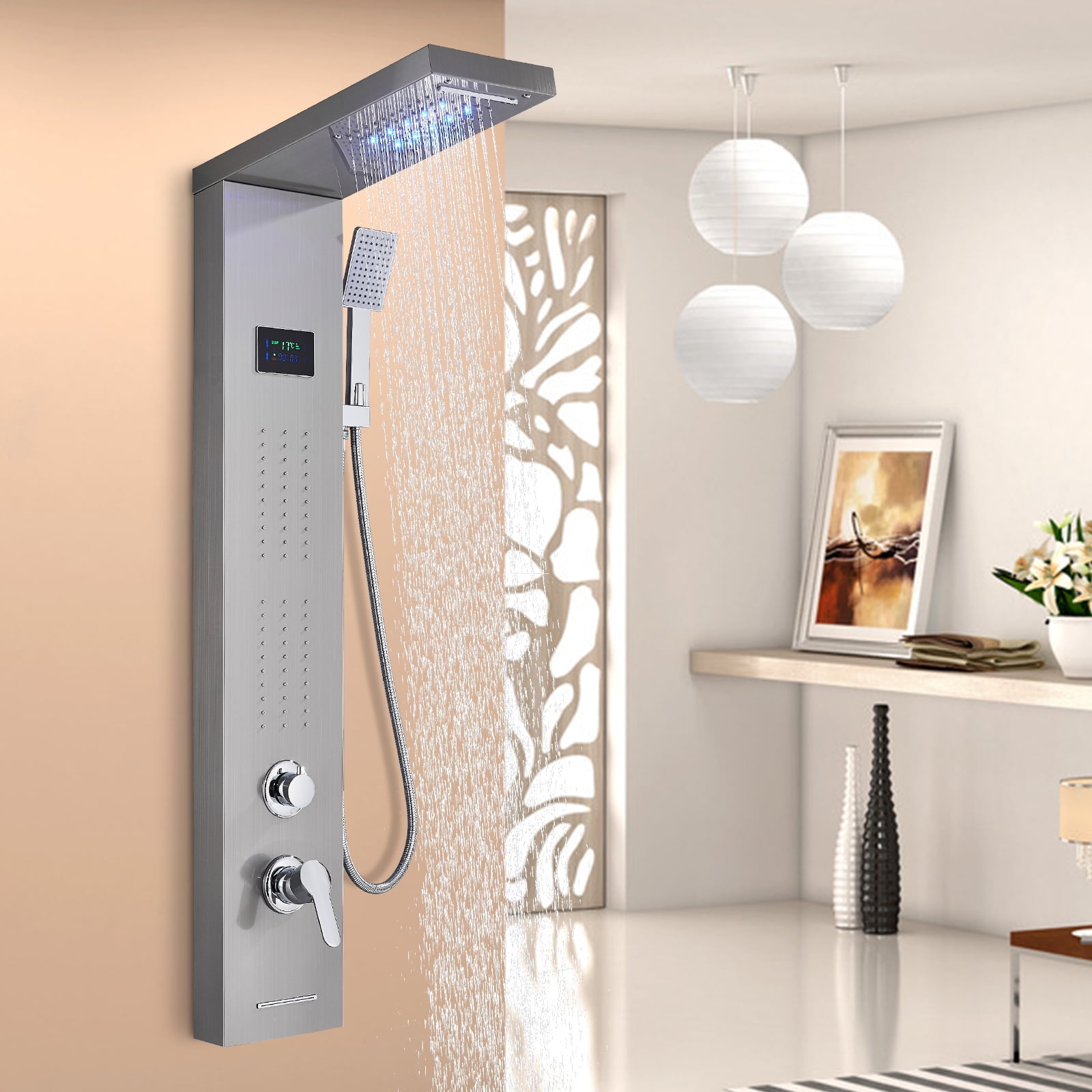 Zamery LED Shower Panel Tower,Rainfall Waterfall Shower Column with