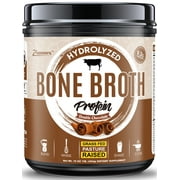 Zammex Bone Broth Powder Chocolate Flavor 1 lb, Grass Fed Beef Bone Broth Protein Powder with Hydrolyzed Collagen Peptides, 41 Servings