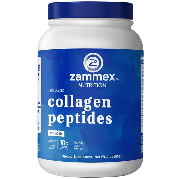 Zammex Collagen Peptides Powder, Unflavored Hydrolyzed Collagen Protein, Grass-Fed, Paleo & Keto, Non-GMO, 90 Servings